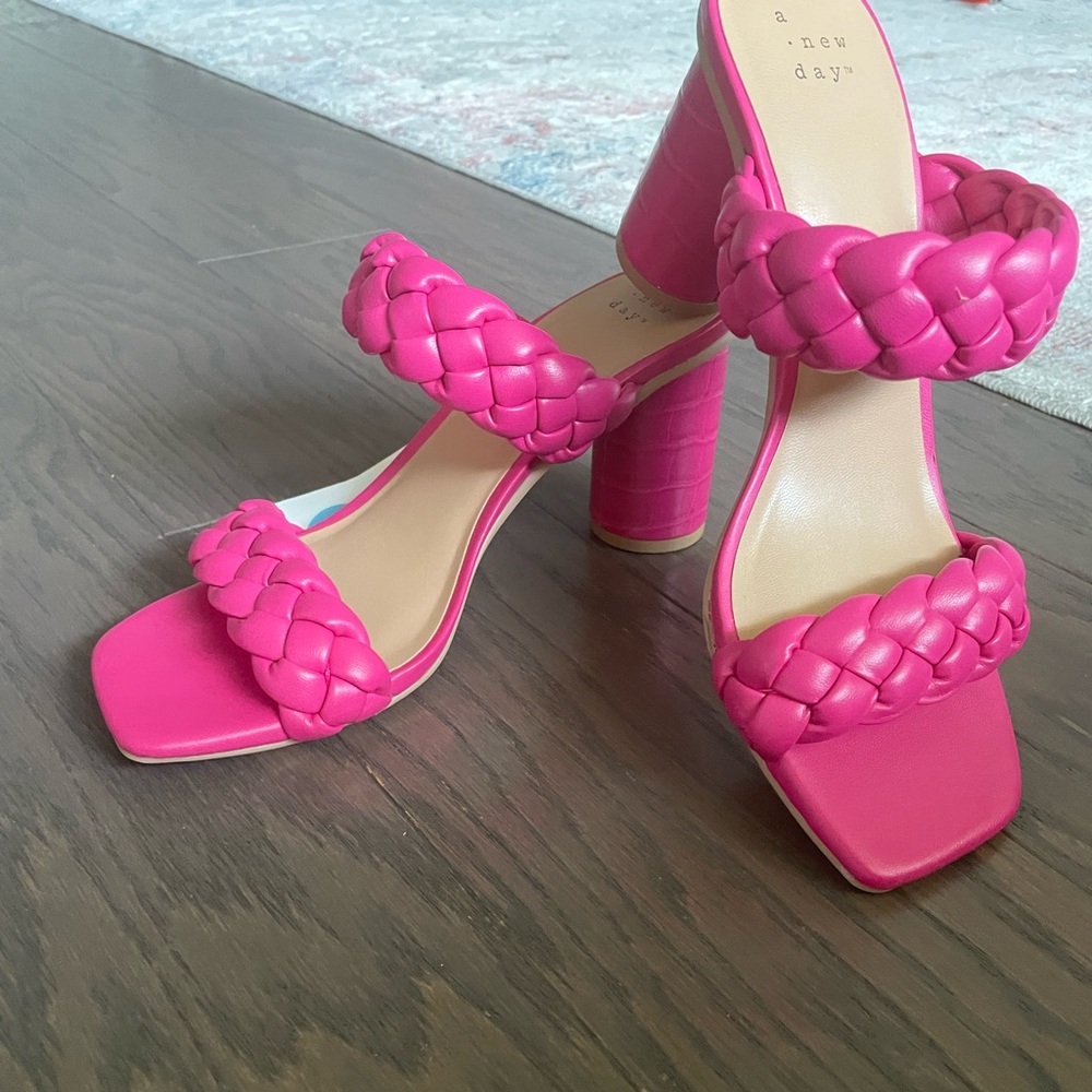 Braided Chunky Block Heel Open Toed Sandals